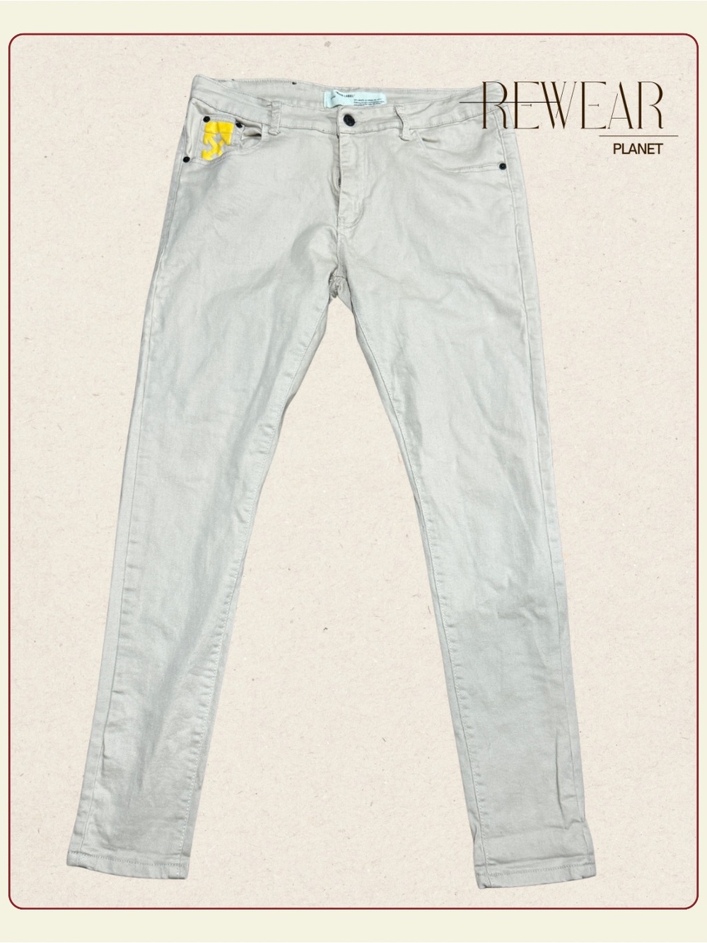 Off-White White Skinny Jeans Arrow Logo Size 38